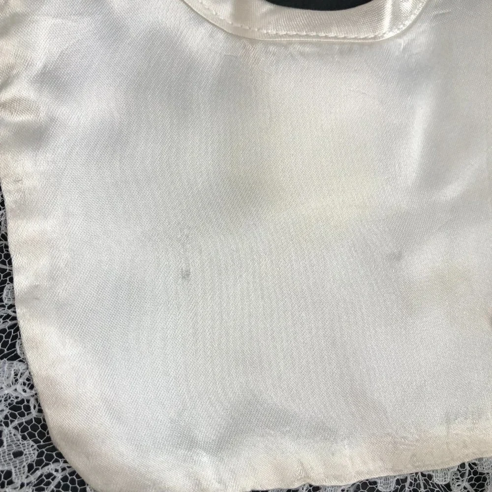 NEW - Vintage The Christening Collection White Satin Lace Trim Bib Old Money